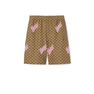 Short en toile en mélange de lin avec broderie