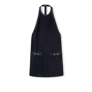 Suede halterneck dress with Horsebit