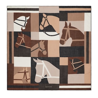 Cashmere shawl with equestrian motif