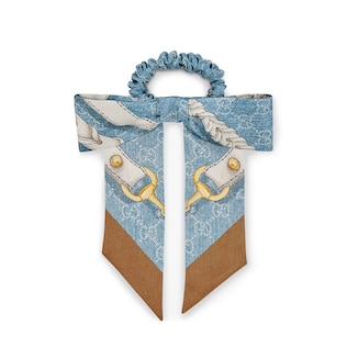 Printed silk twill scrunchie