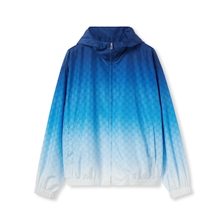 Printed technical poplin zip jacket