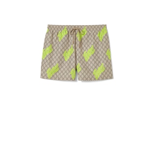 Printed technical poplin swim shorts