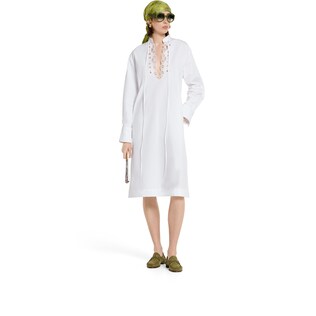 Cotton poplin shirt dress with embroidery