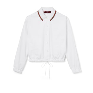 Cotton poplin shirt with drawstring