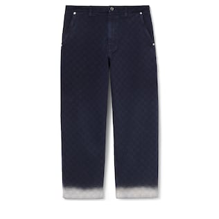 Bleached GG cotton denim jacquard pant