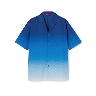 Printed cotton poplin bowling shirt