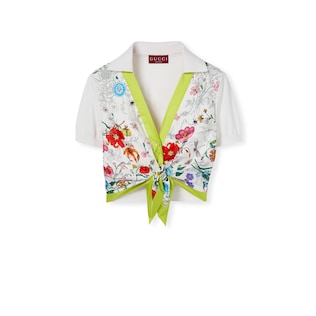 Silk and cotton top with print