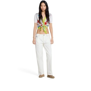 Silk and cotton top with print