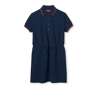 Cotton piquet polo dress with Web