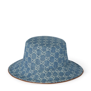 GG denim bucket hat with Horsebit