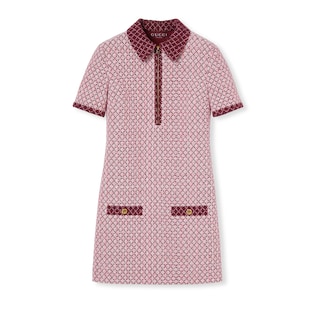 Kleid aus Baumwollbouclé mit Rauten-Muster