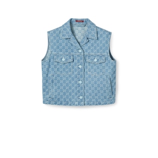 GG denim jacquard gilet