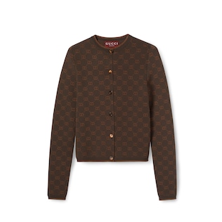 Stretch GG viscose jacquard cardigan