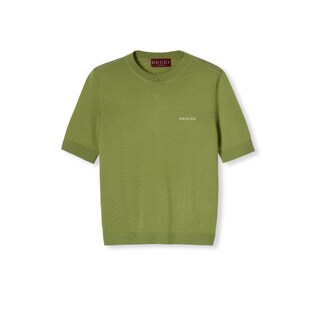 Cashmere and silk top with intarsia