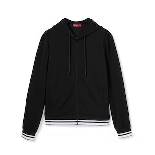 Jacke aus technischem Jersey mit Kapuze und RV