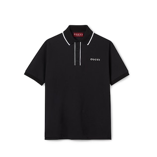 Cotton piquet polo shirt with embroidery