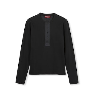 T-shirt in cotone a coste con ricamo