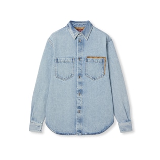 Washed denim shirt with GG insert