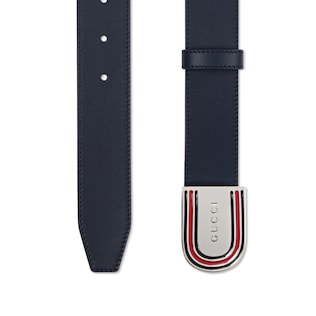 Belt with enameled Web detail buckle