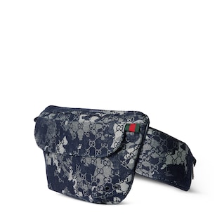 GG denim large belt bag