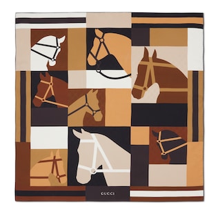 Printed silk jacquard carré