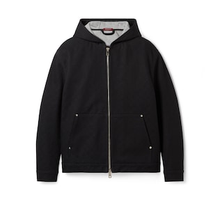 Veste zippée en jacquard de denim en coton GG
