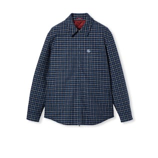 Wool flannel zip jacket with embroidery