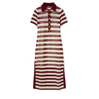 Striped cotton cable knit dress