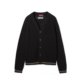 Cotton knit cardigan with Web