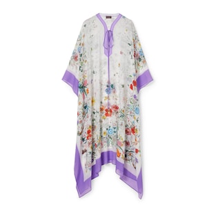 Robe cape en soie imprimée