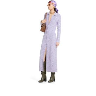 Embroidered sequin polo dress