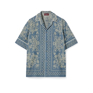 Hemd aus GG Denim-Jacquard mit Waschung