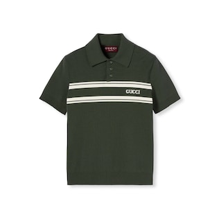 Polo in seta e cotone con intarsio