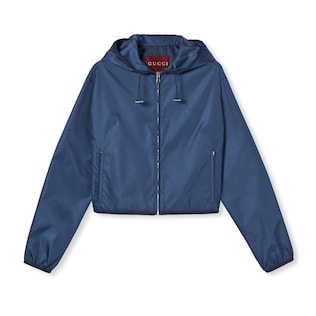 Gabardine jacket with metal logo