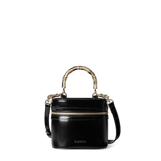 Mini vanity bag with bamboo handle
