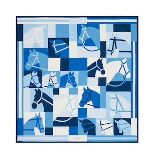 Wool shawl with equestrian motif