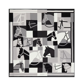 Wool shawl with equestrian motif