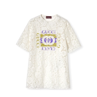 Haut en dentelle fleurie Gucci