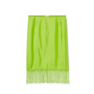 Viscose twill skirt with floral lace