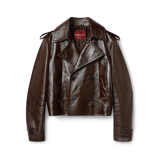 Shiny leather biker jacket