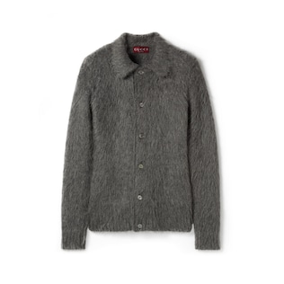 Brushed wool mohair cardigan