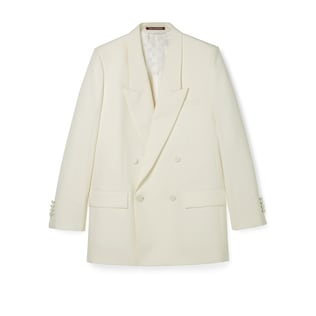 Double-breast technical panama jacket