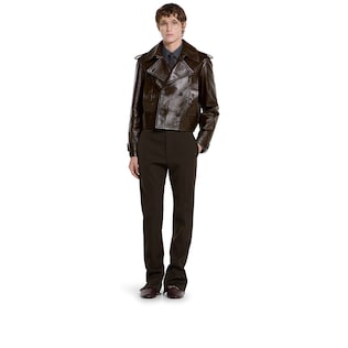 Shiny leather biker jacket