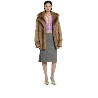 Degradé soft shearling peacoat