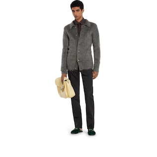 Brushed wool mohair cardigan
