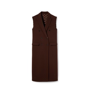 Reversible long silk wool gilet