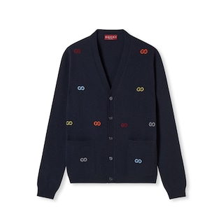 Fine cashmere cardigan with intarsia