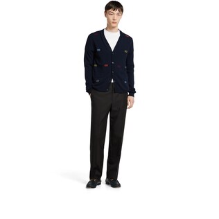 Fine cashmere cardigan with intarsia