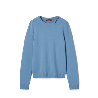 Felted wool knit sweater with intarsia