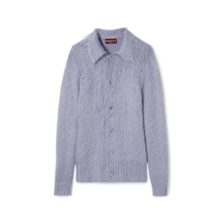 Brushed wool mohair cardigan